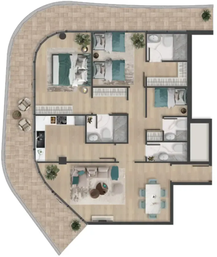 2 bedroom Apartments floor plan at Pelagia