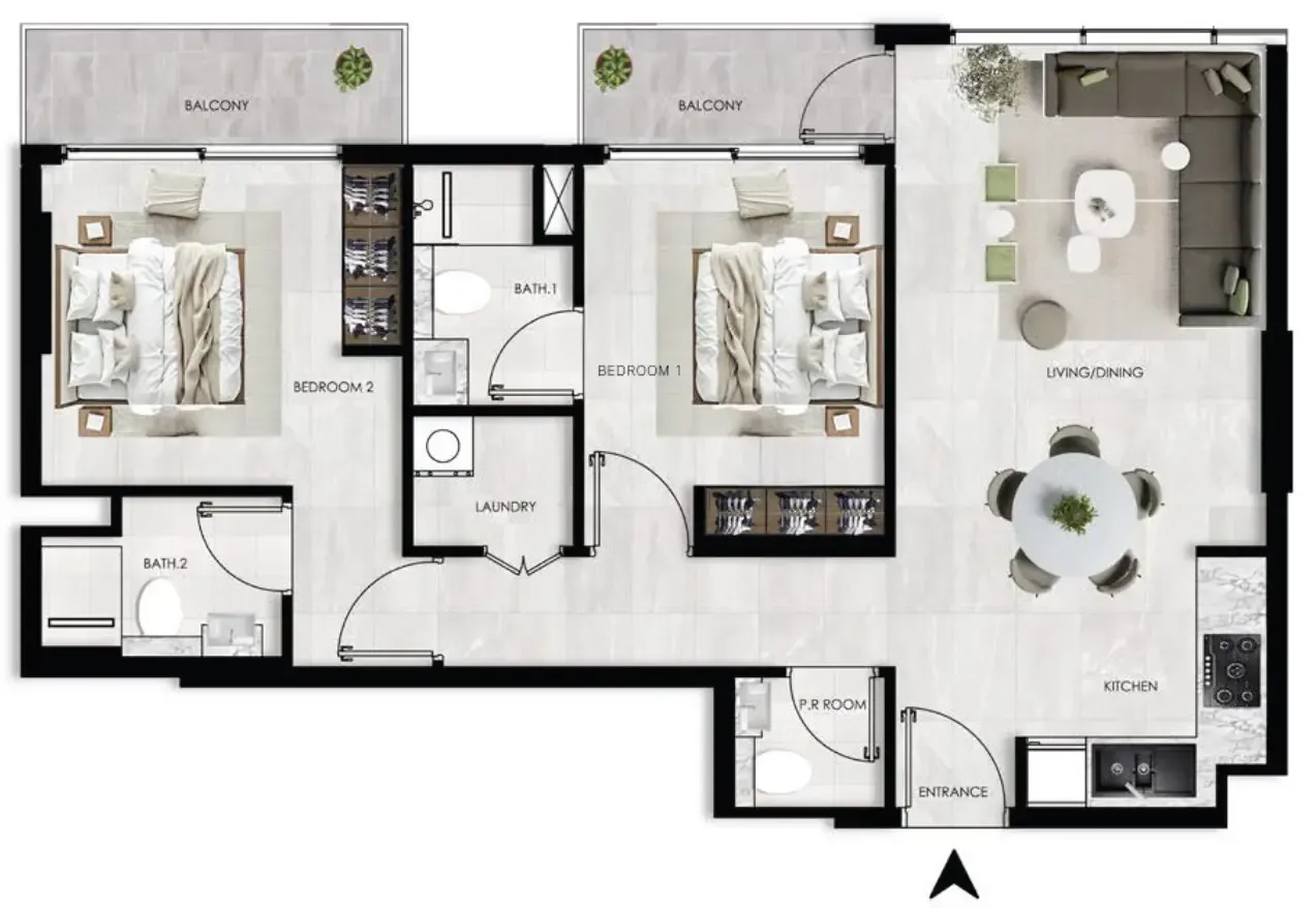 2 bedroom Apartments floor plan at The Willows Residences