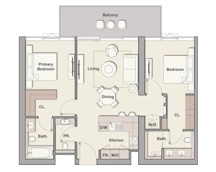 2 bedroom Apartments floor plan at Soto Grande
