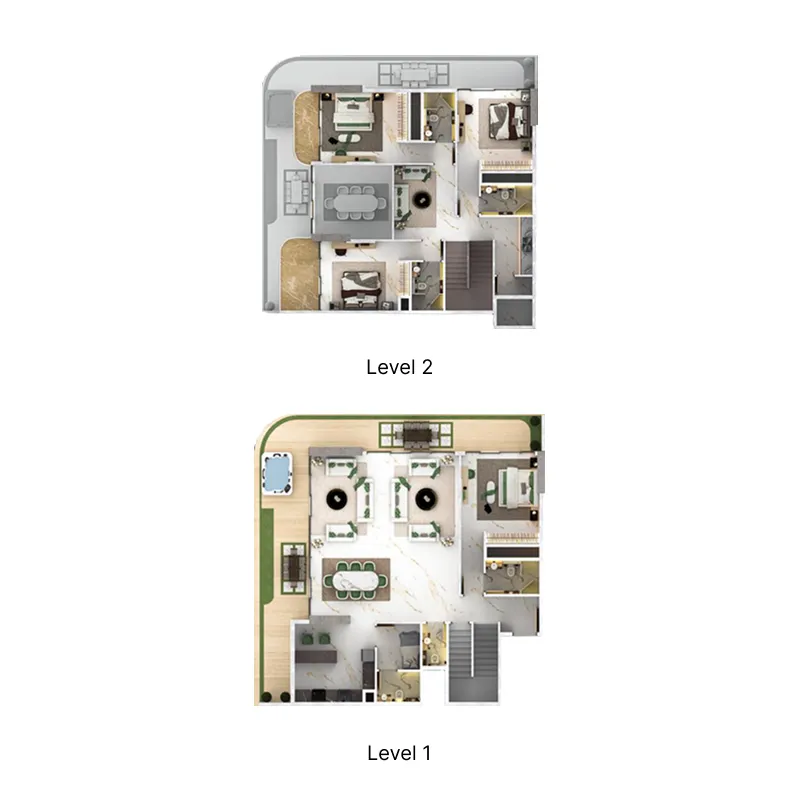 4 bedroom penthouse floor plan at 77S Tower