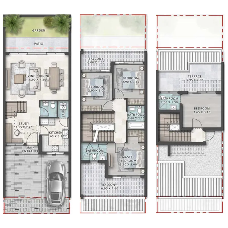 4 bedroom Townhouse floor plan at Damac Violet