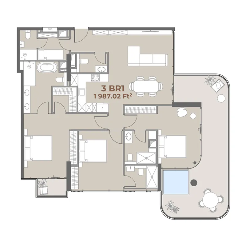 3.5 bedroom Apartments floor plan at House of WELL