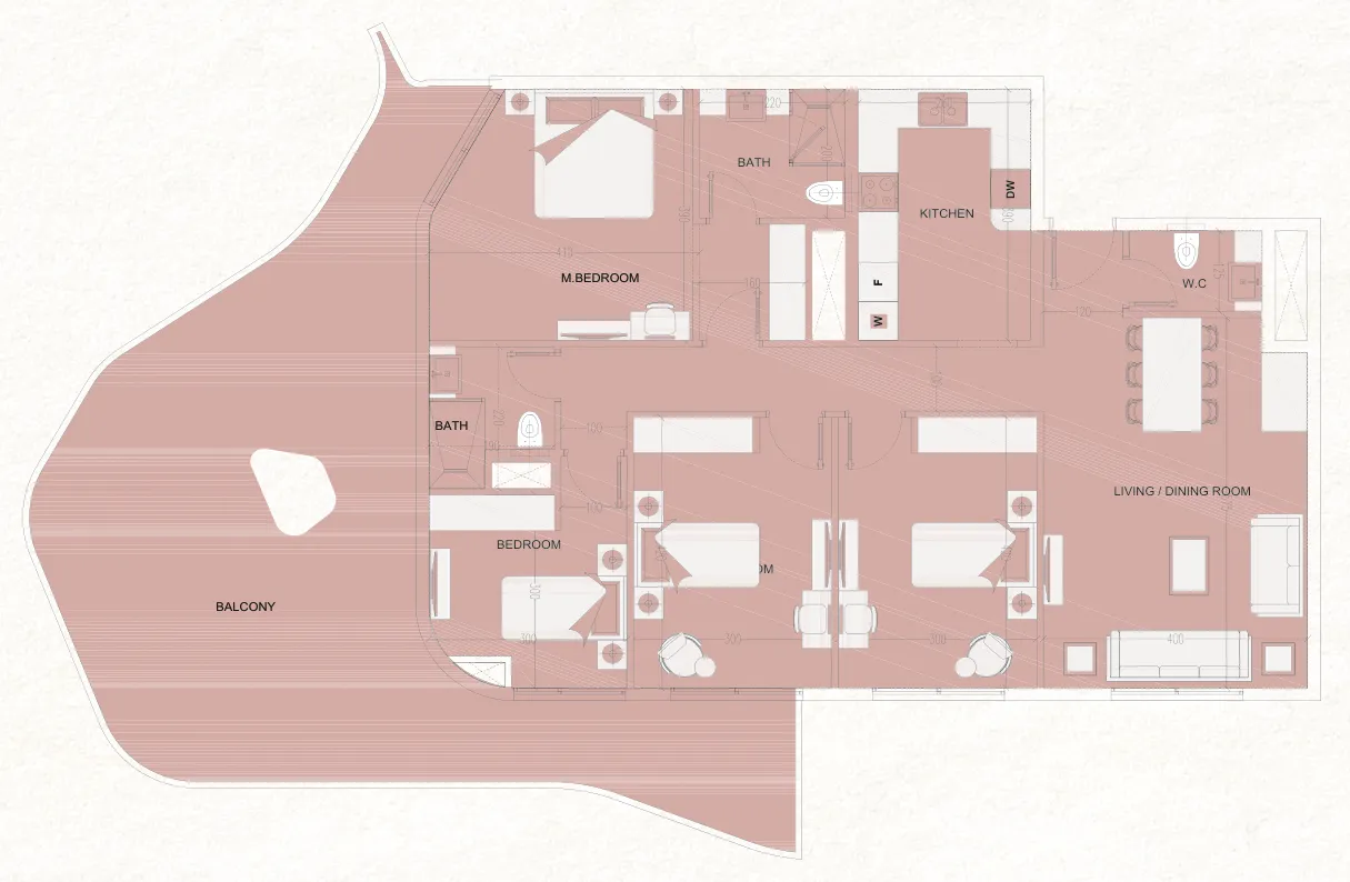 4 bedroom Apartments floor plan at The WADI
