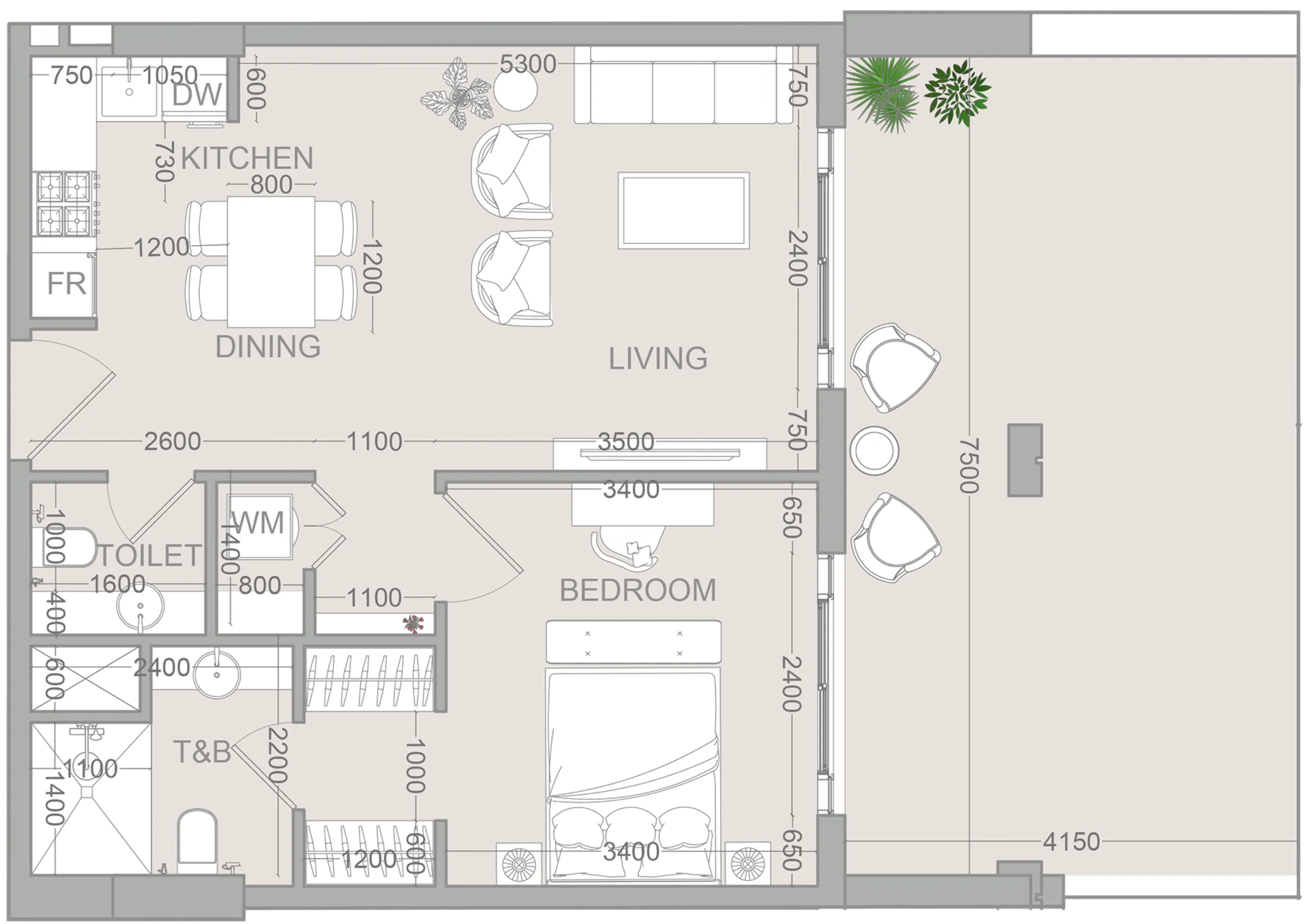 1 bedroom Apartments floor plan at VERDAN1A 2