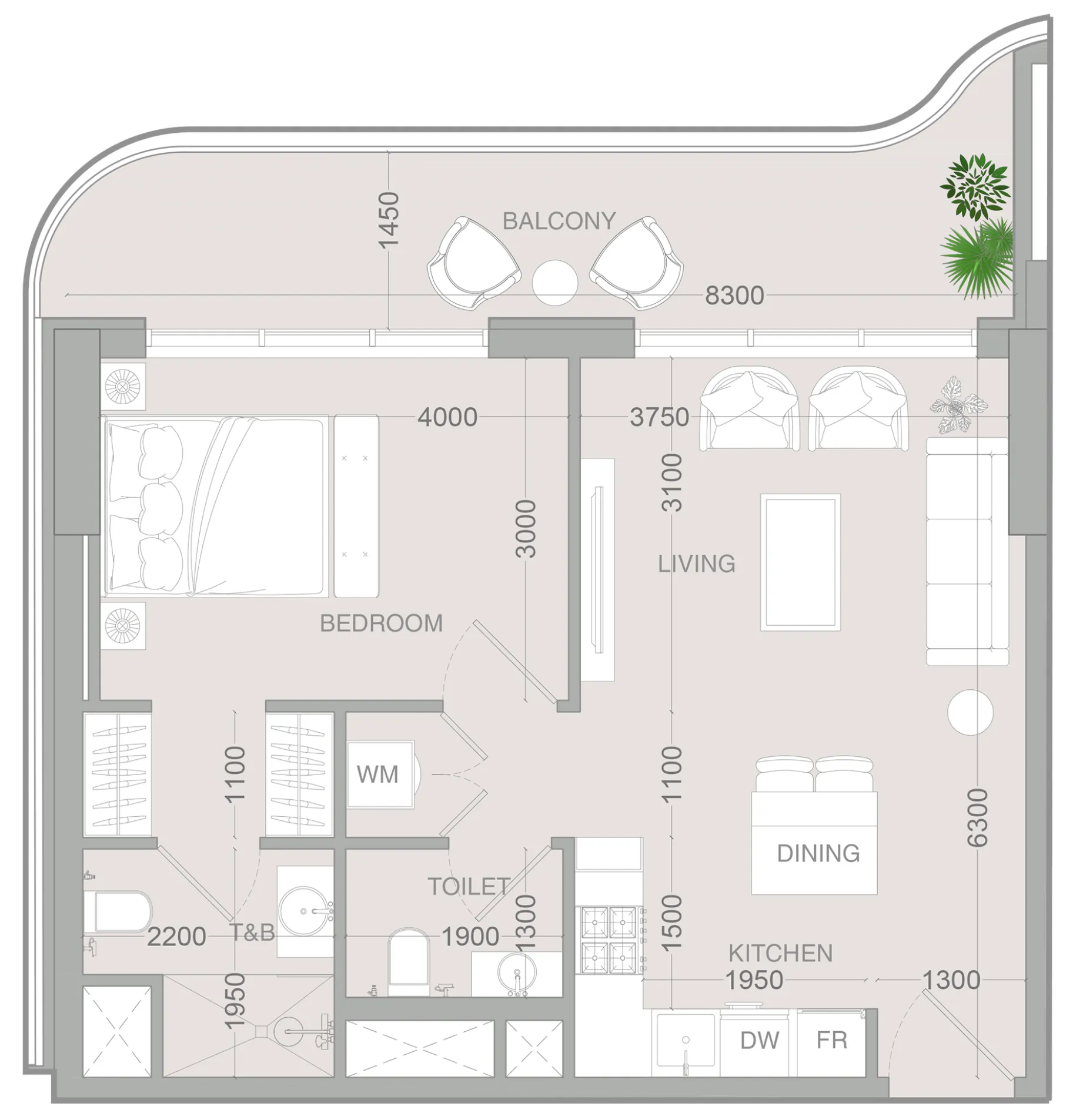 1 bedroom Apartments floor plan at ALTA V1EW