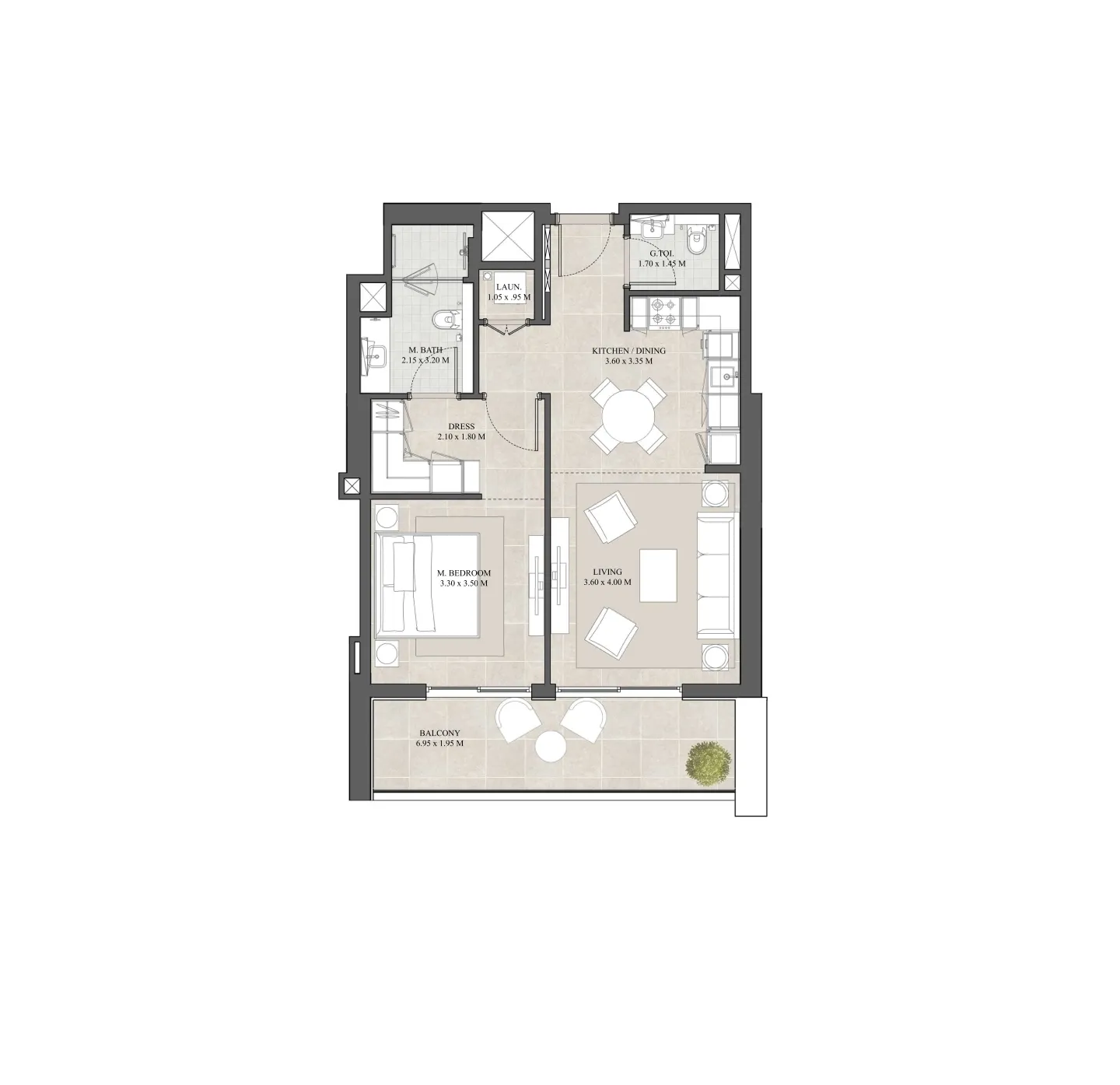 1 bedroom Apartments floor plan at Hyde Residences