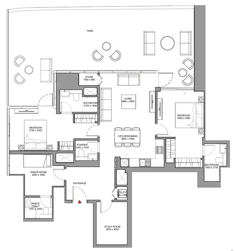 2 bedroom Apartments floor plan at Skyscape