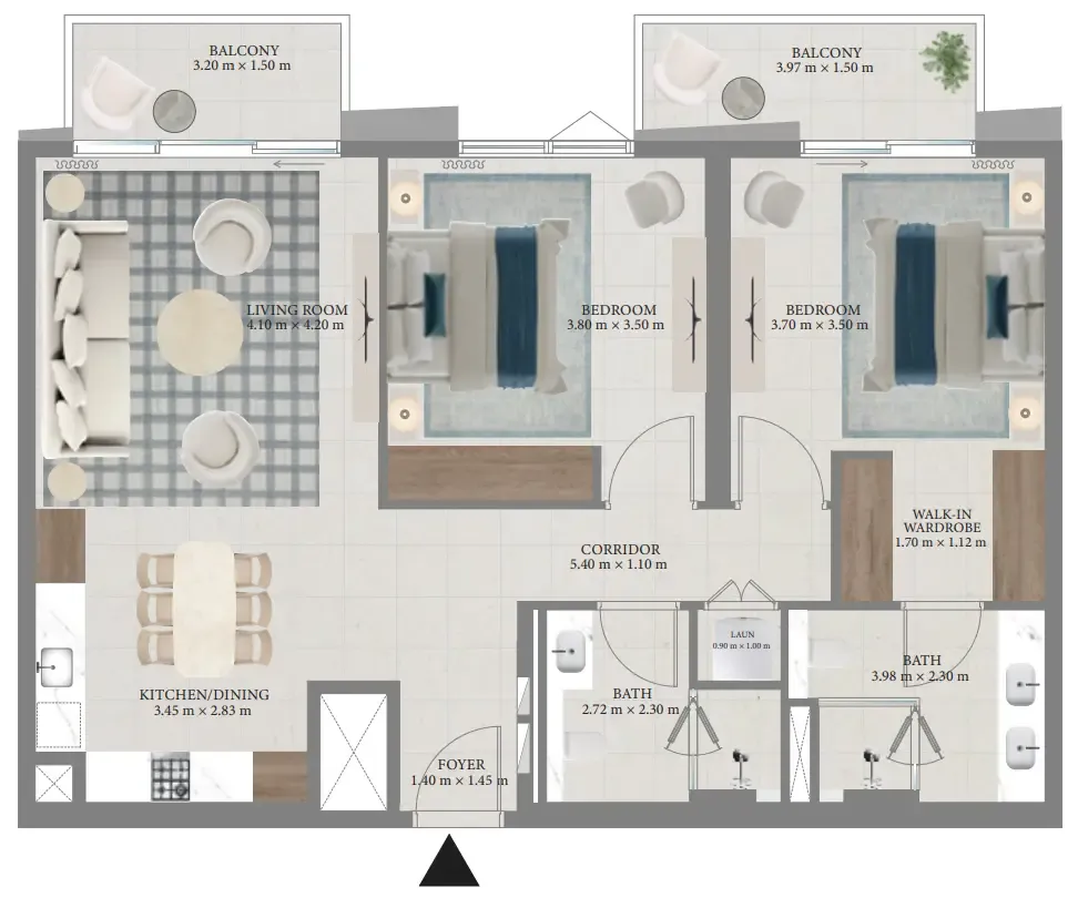 2 bedroom Apartments floor plan at Fior 1