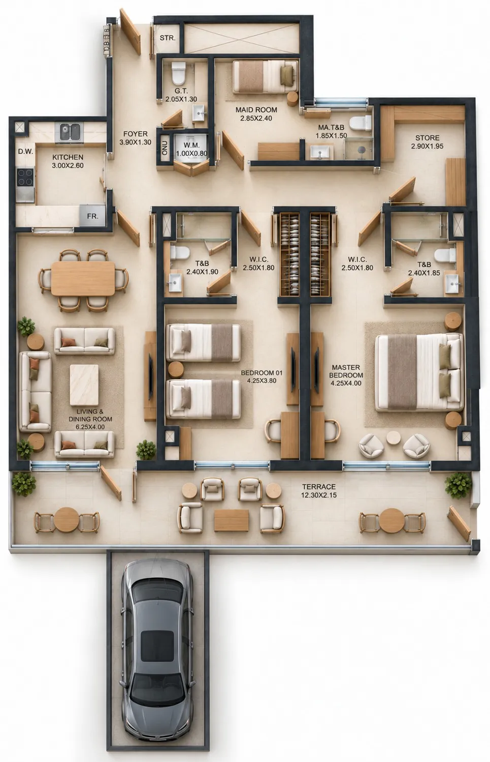2.5 bedroom Apartments floor plan at Reeman Residence 02