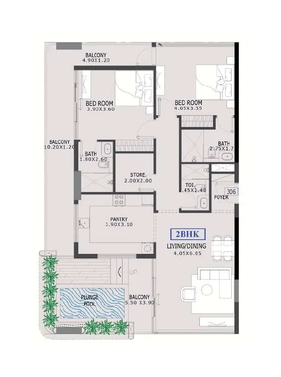 2.5 bedroom Apartments floor plan at Estrella By Nexus