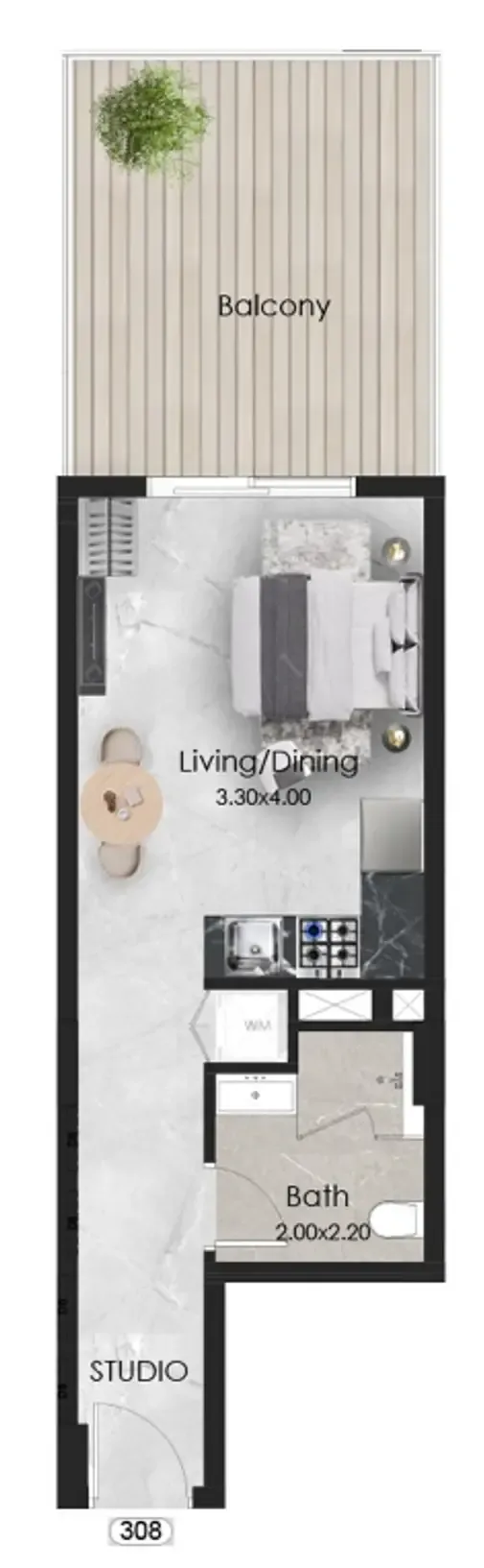 0 bedroom Apartments floor plan at Aristo
