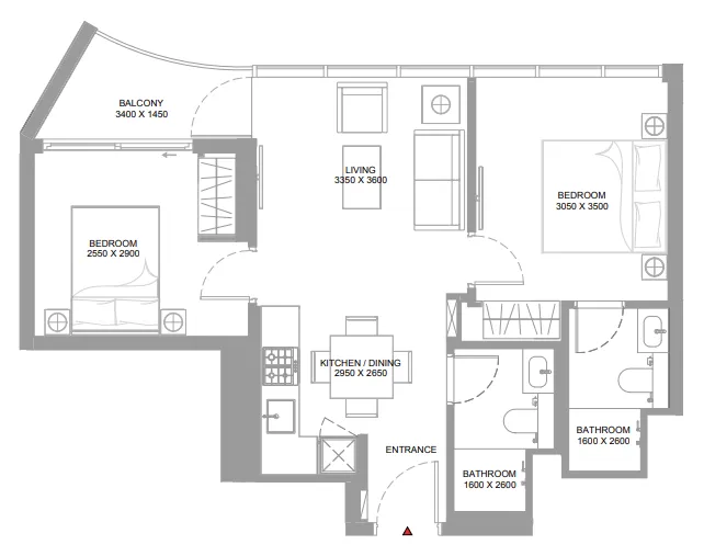 2 bedroom Apartments floor plan at Canalside Marina Residences