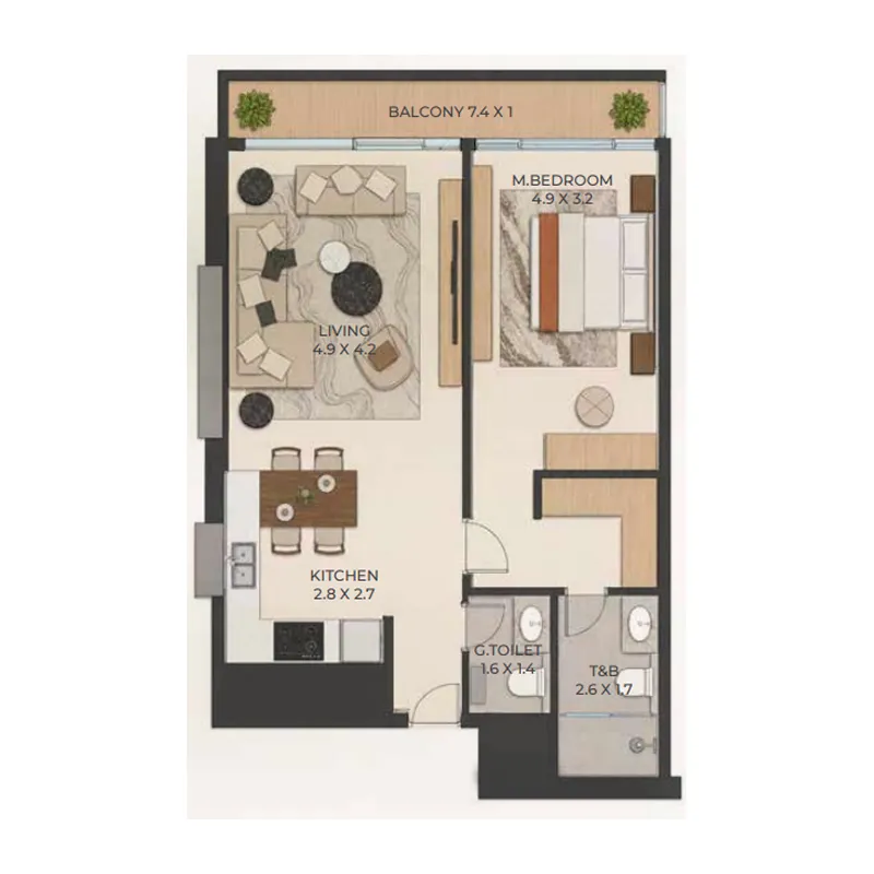 1 bedroom Apartments floor plan at Cresswell Homes