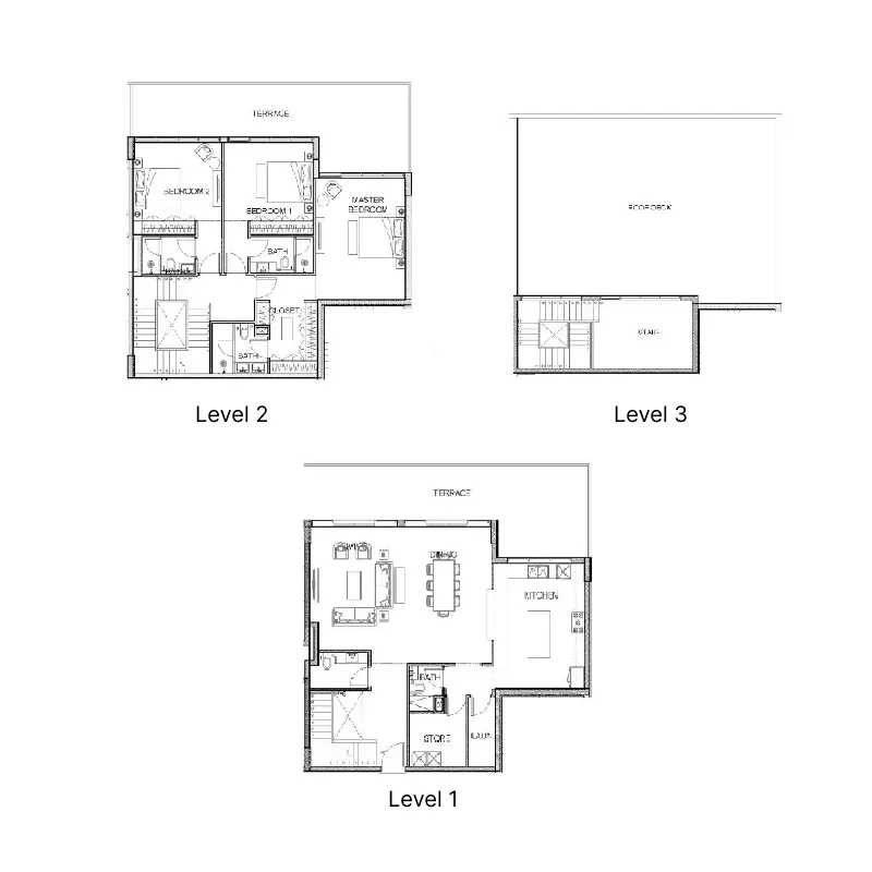 3 bedroom Apartments floor plan at Golf Greens