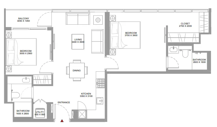 2 bedroom Apartments floor plan at Pierside Marina Residences