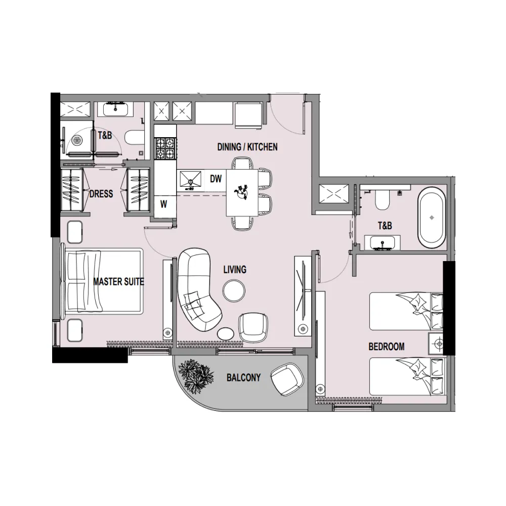 2 bedroom Apartments floor plan at Verso