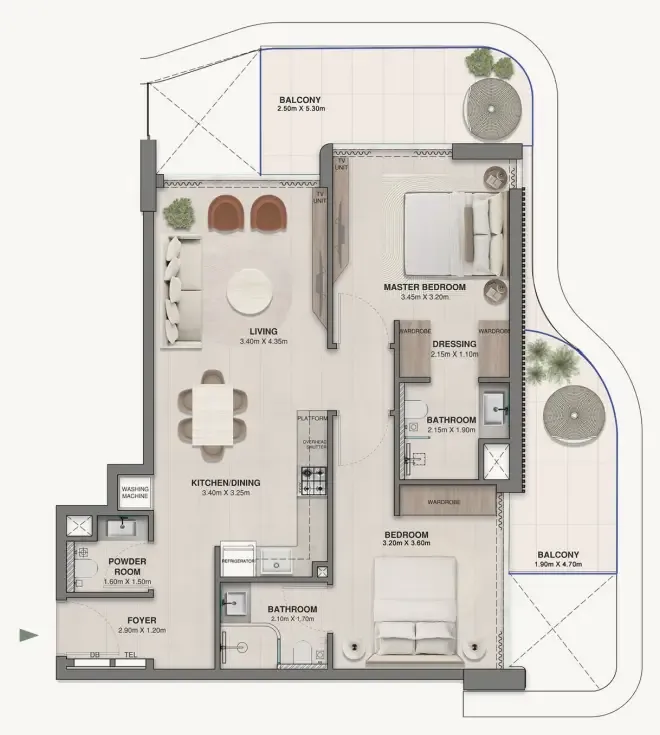 2 bedroom Apartments floor plan at Woodland Crest