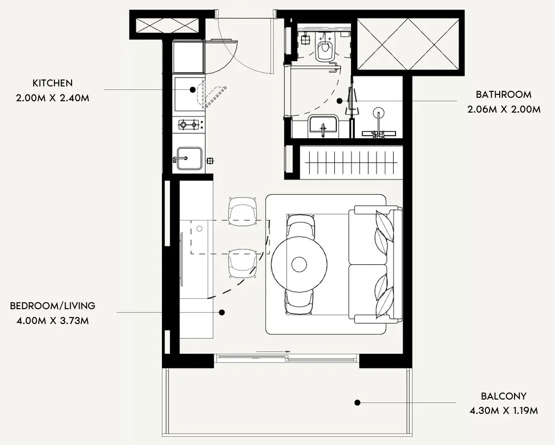 0 bedroom Apartments floor plan at Azizi David