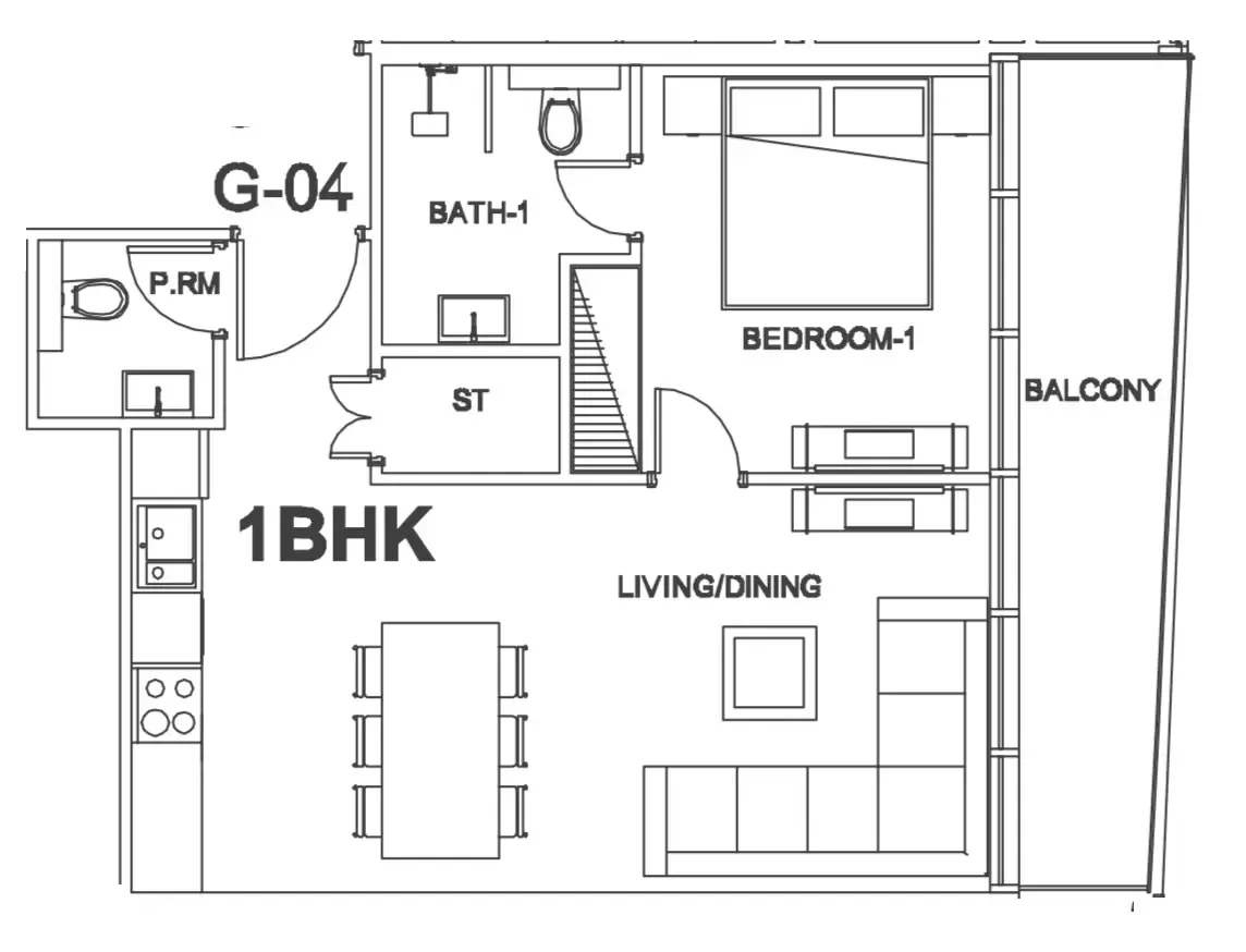 1 bedroom Apartments floor plan at Villa Del Arte
