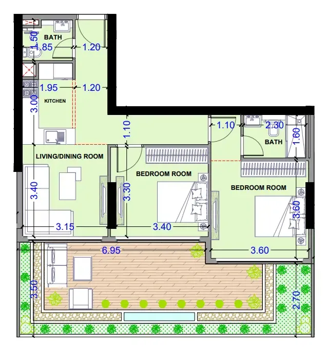 1 bedroom Apartments floor plan at Celesto 3