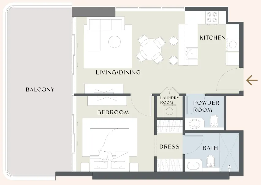 1.5 bedroom Apartments floor plan at Chelsea Gardens