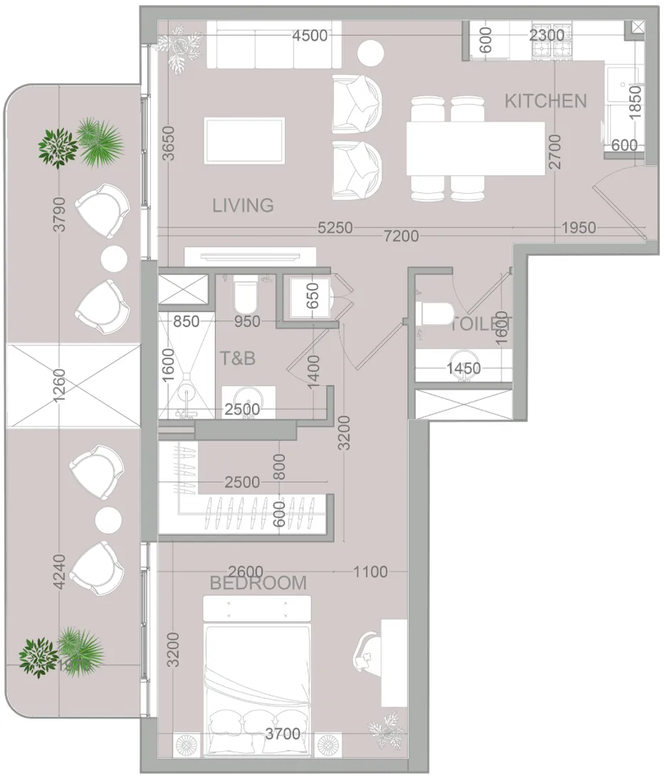 1 bedroom Apartments floor plan at TETR1S Tower