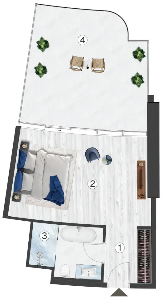 0 bedroom Apartments floor plan at Radisson Blu Hotel & Residences