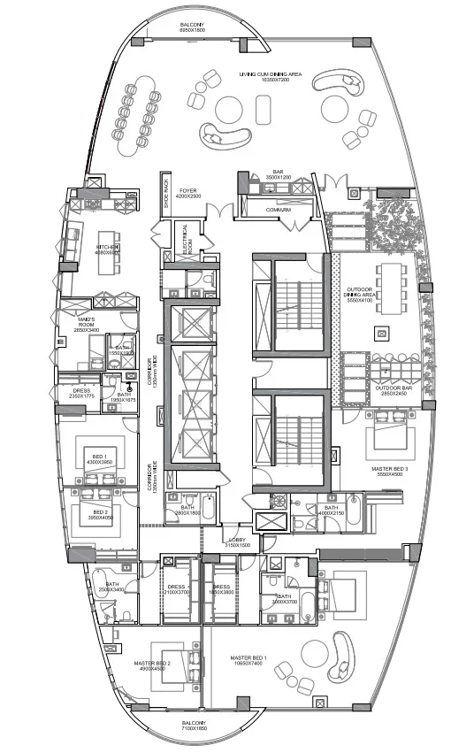 5 bedroom Penthouse floor plan at Marina Star