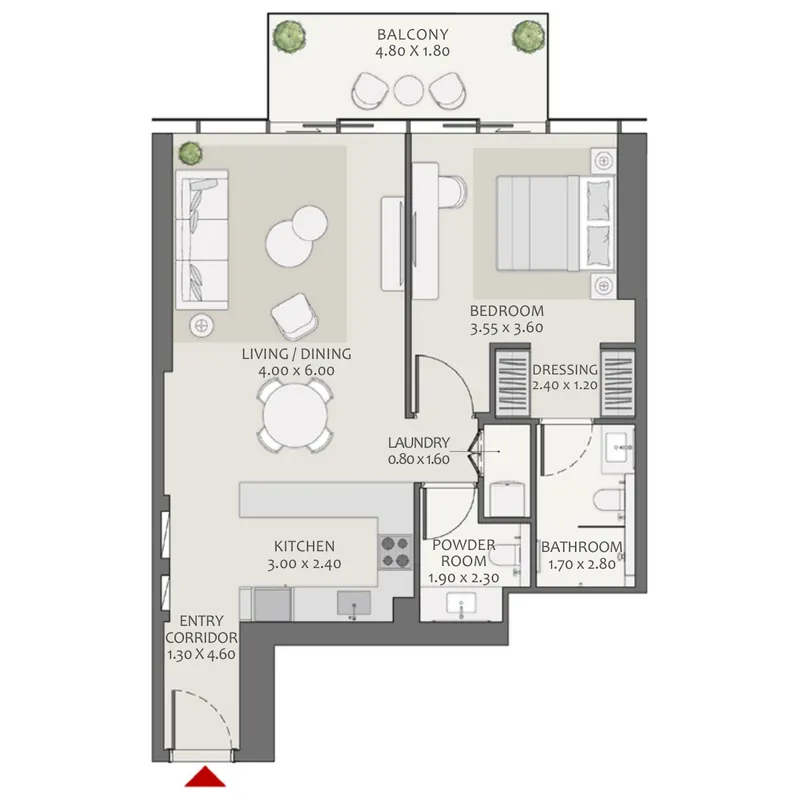 1 bedroom Apartments floor plan at Avenue Park Towers 2 at Wasl 1