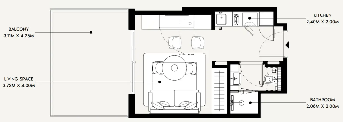 0 bedroom Apartments floor plan at Azizi David
