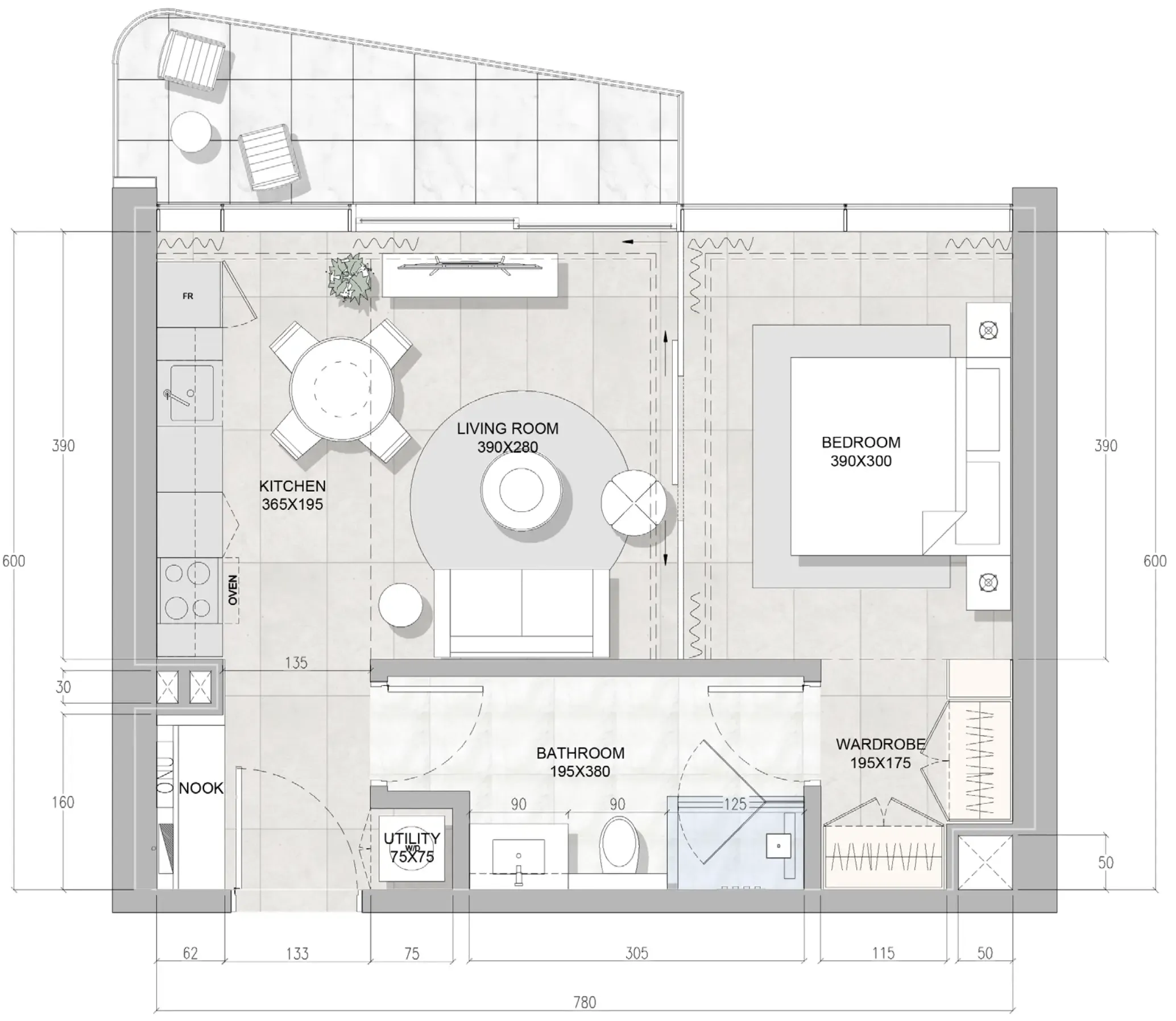 1 bedroom Apartments floor plan at Solera Downtown Mina