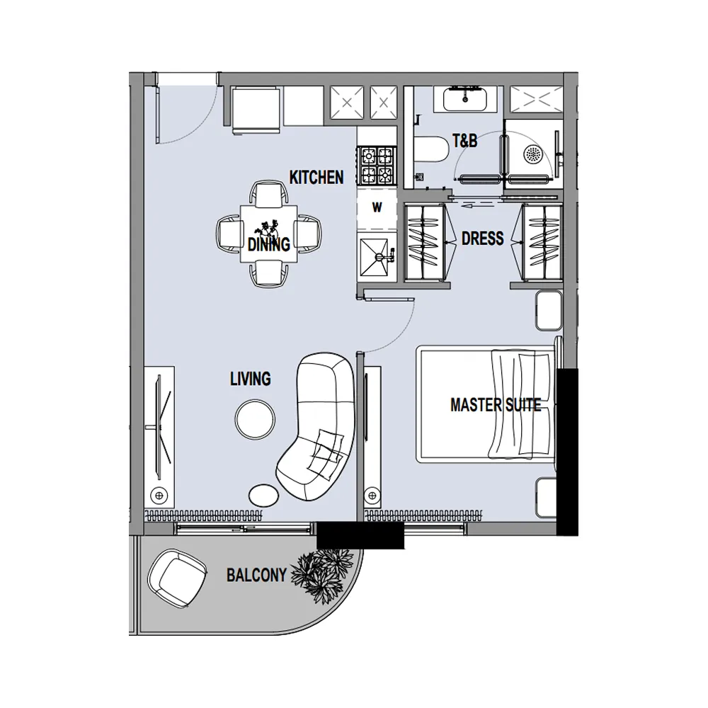 1 bedroom Apartments floor plan at Verso