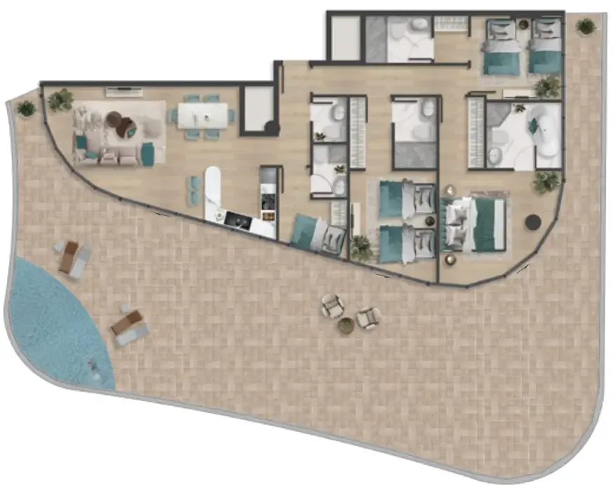 3 bedroom Apartments floor plan at Pelagia