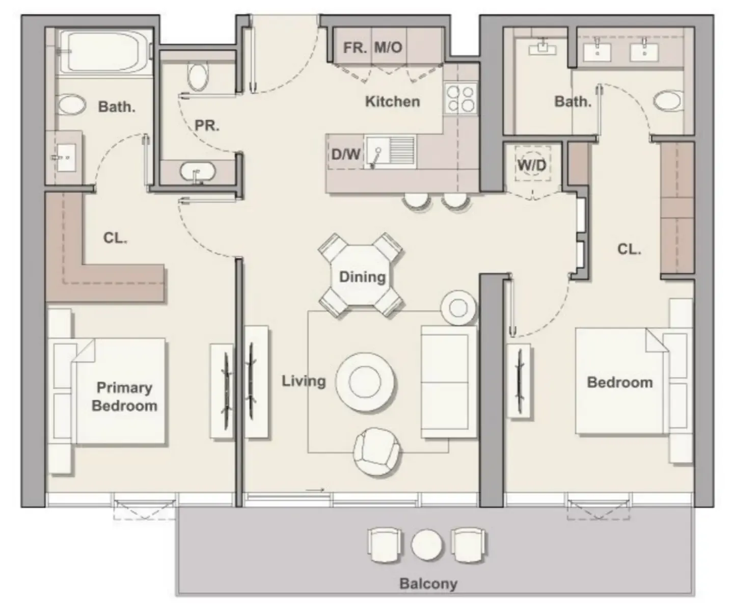 2 bedroom Apartments floor plan at Soto Grande