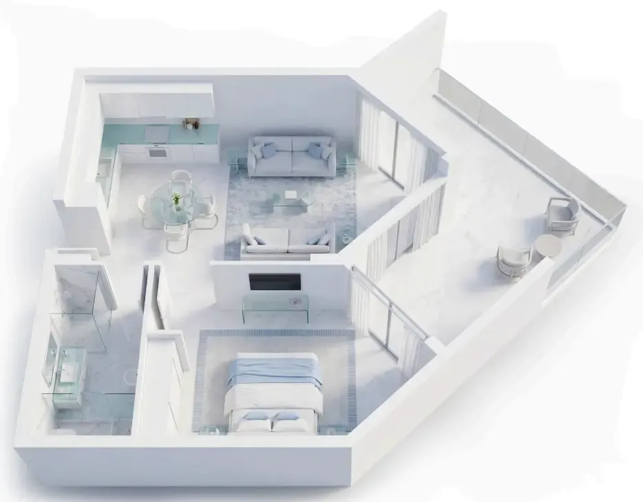 1 bedroom Apartments floor plan at Ice Beach