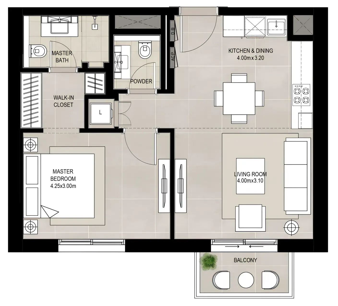 1 bedroom Apartments floor plan at Fiori Residences