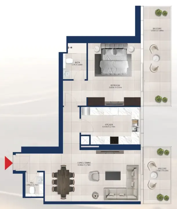 1 bedroom Apartments floor plan at Al Vista