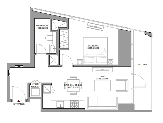 1 bedroom Apartments floor plan at The Serene at Sobha Central