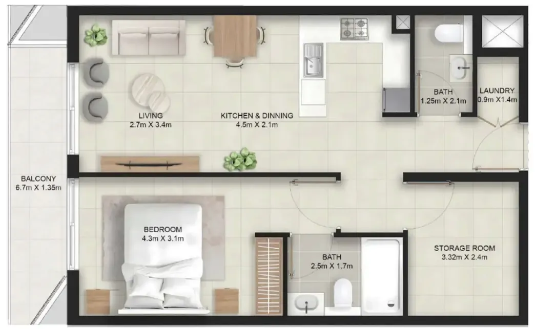 1 bedroom Apartments floor plan at Stellar Axis