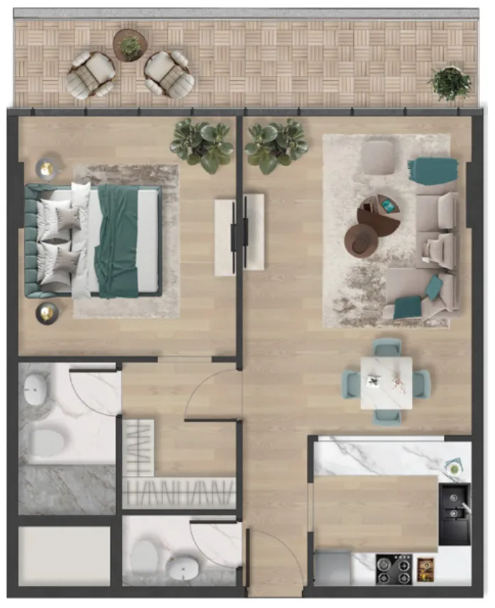 1 bedroom Apartments floor plan at Pelagia