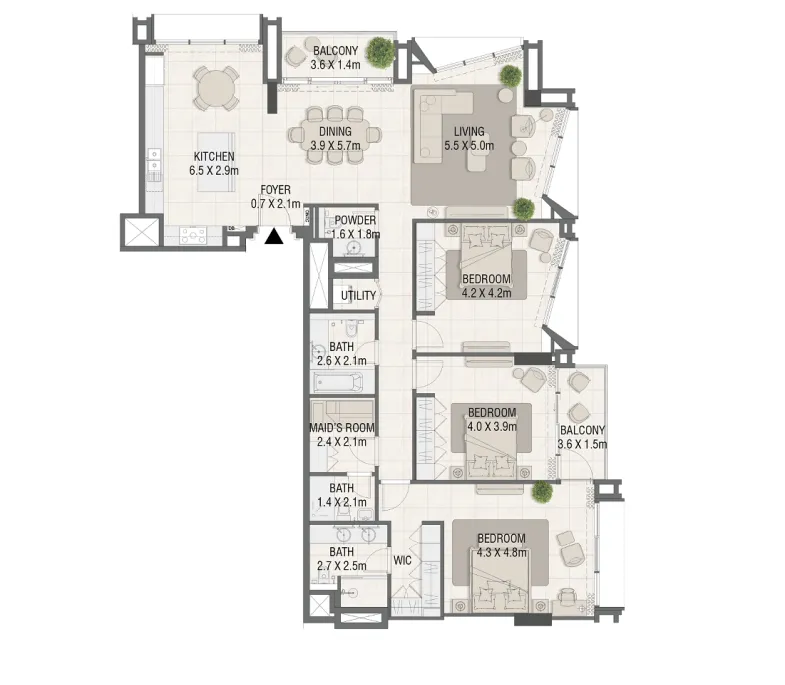 3.5 bedroom Apartments floor plan at Design Quarter