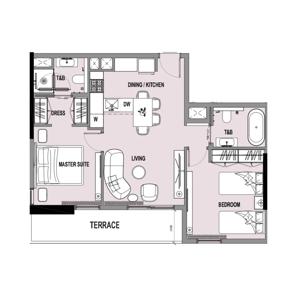 2 bedroom Apartments floor plan at Verso