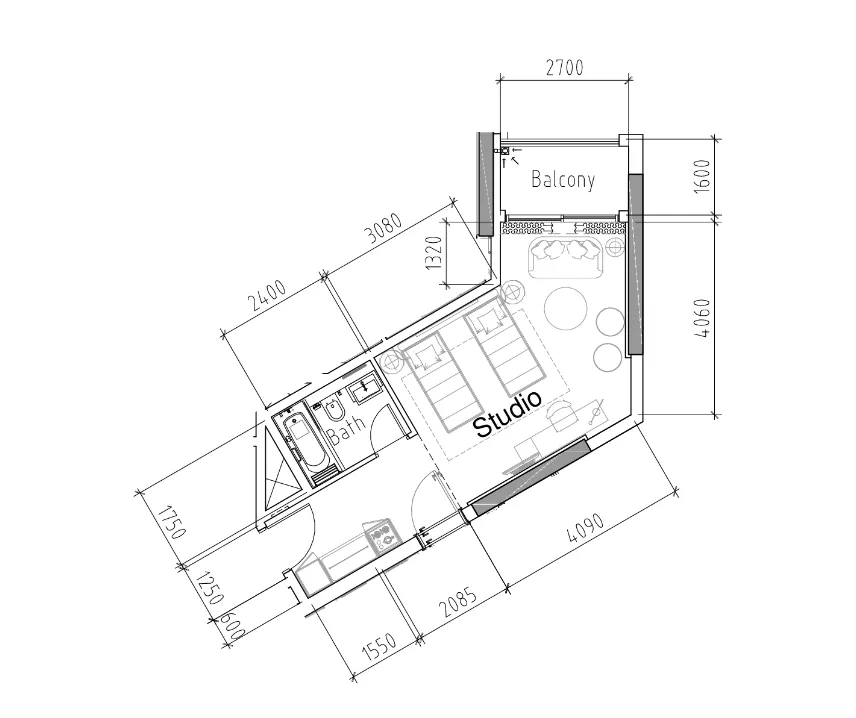 0 bedroom Apartments floor plan at Damac Hills 2 - Hotel Edge by Rotana