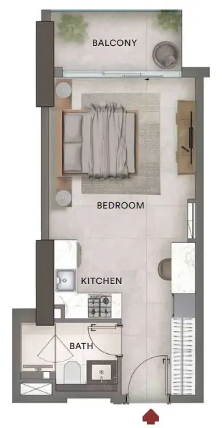 0 bedroom Apartments floor plan at Urban - Park Residences