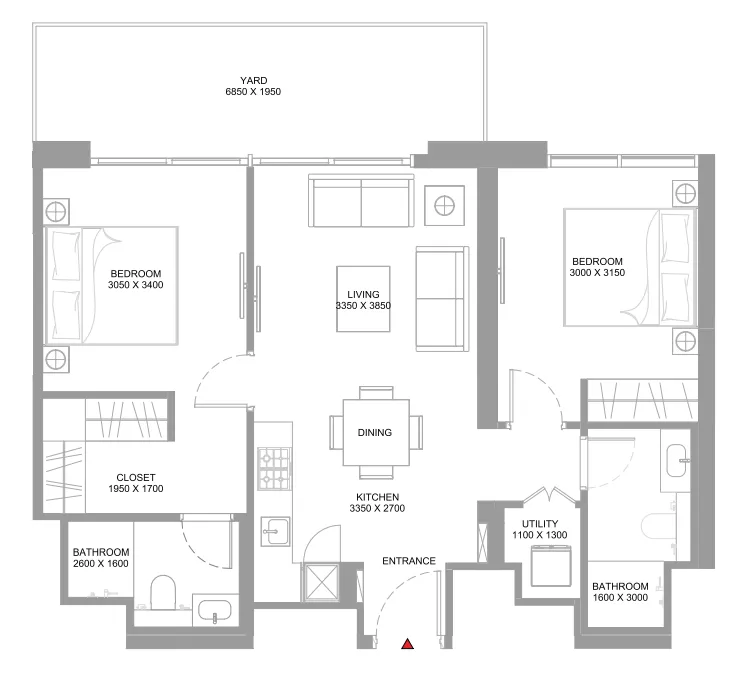 2 bedroom Apartments floor plan at Coastline Beach Residences
