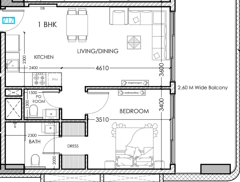 1 bedroom Apartments floor plan at Al Haseen Residences 5