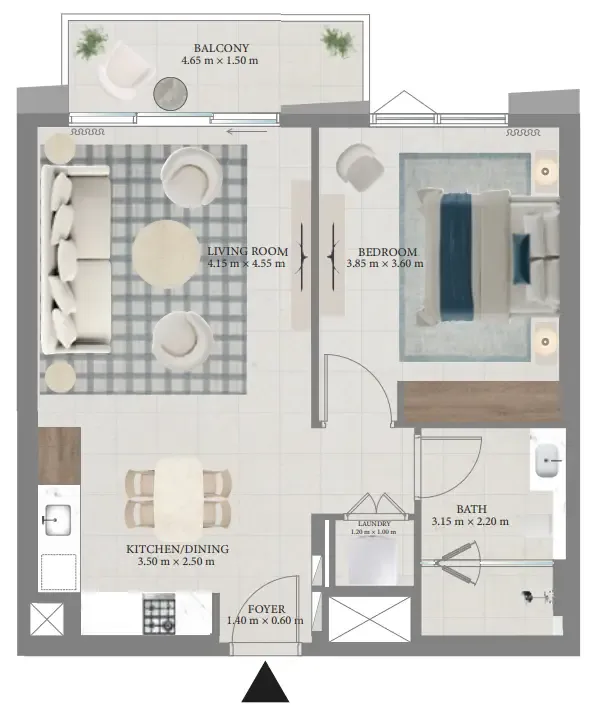 1 bedroom Apartments floor plan at Fior 1