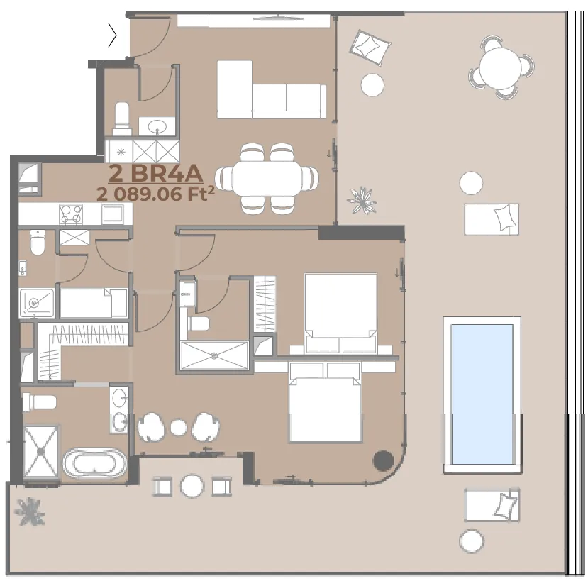 2.5 bedroom Apartments floor plan at House of WELL
