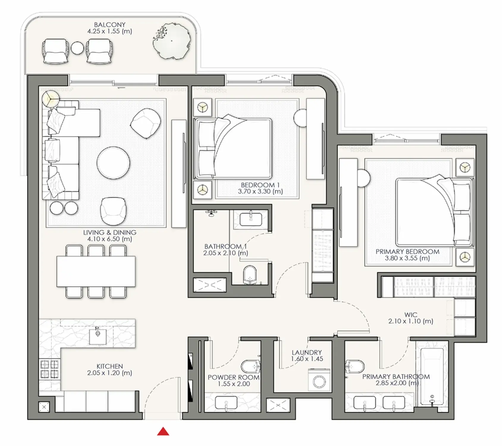 2 bedroom Apartments floor plan at Palm Central Private Residences Phase 2