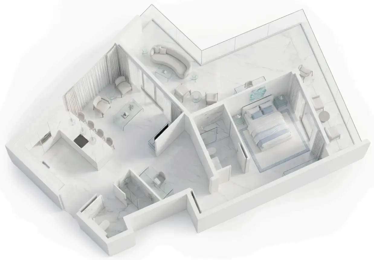 1 bedroom Apartments floor plan at Ice Beach